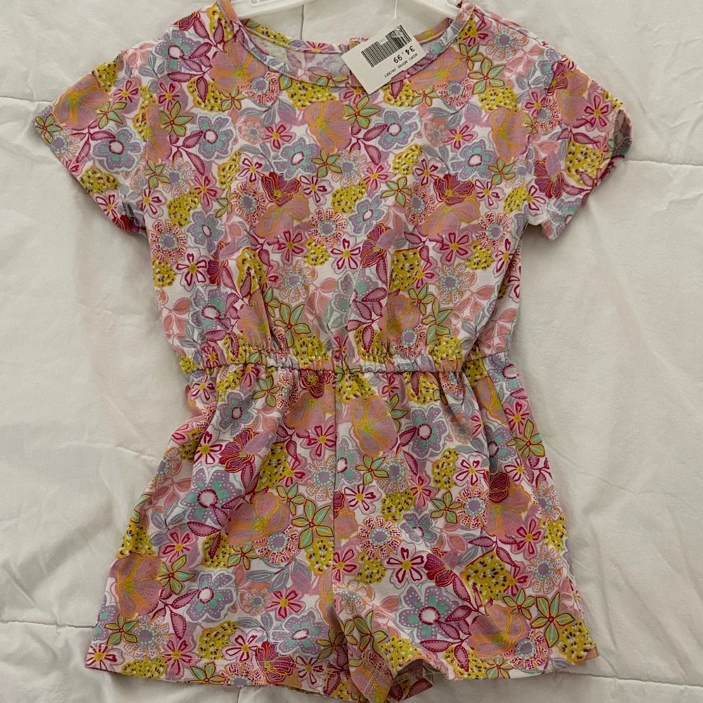 Joe Fresh Floral Kids Romper - Pink and Yellow‎
